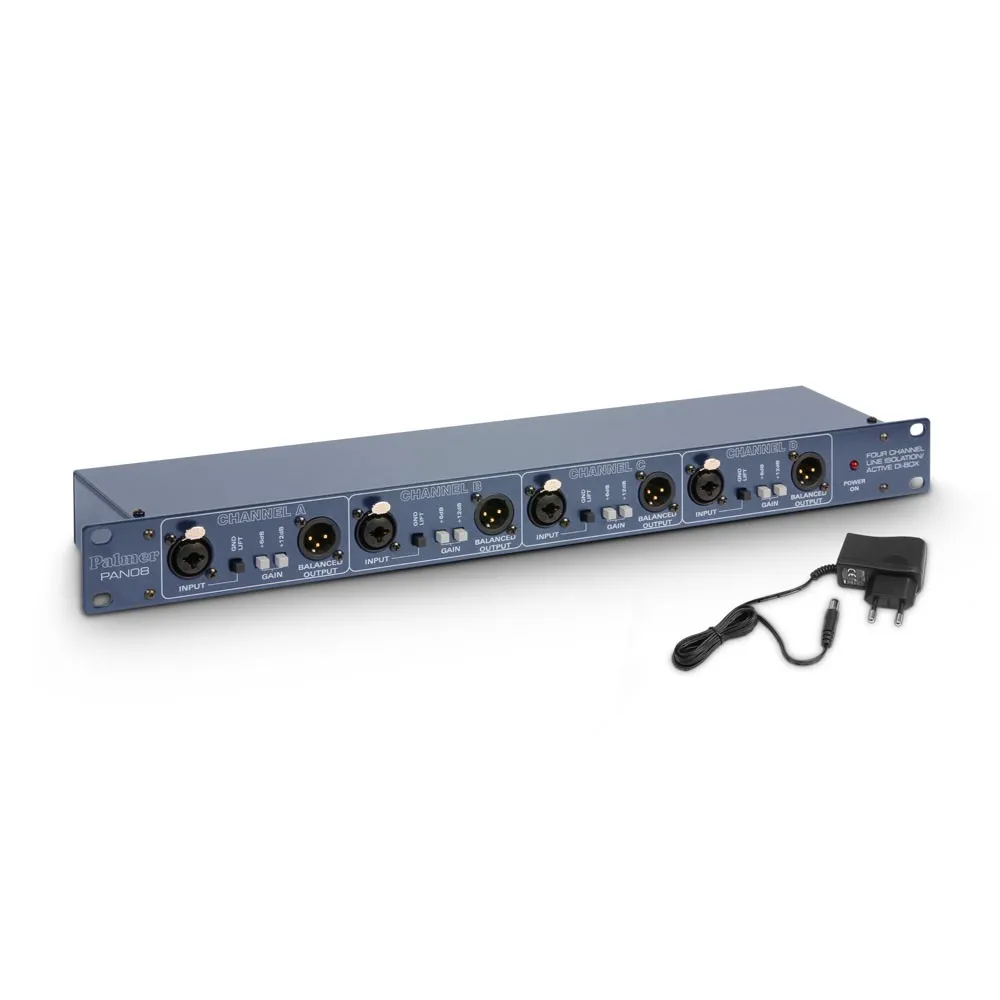 Palmer PAN 08 - 19"  DI-Box/Line Isolator 4-Kanal aktiv