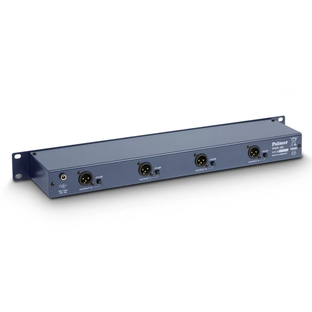 Palmer PAN 08 - 19"  DI-Box/Line Isolator 4-Kanal aktiv