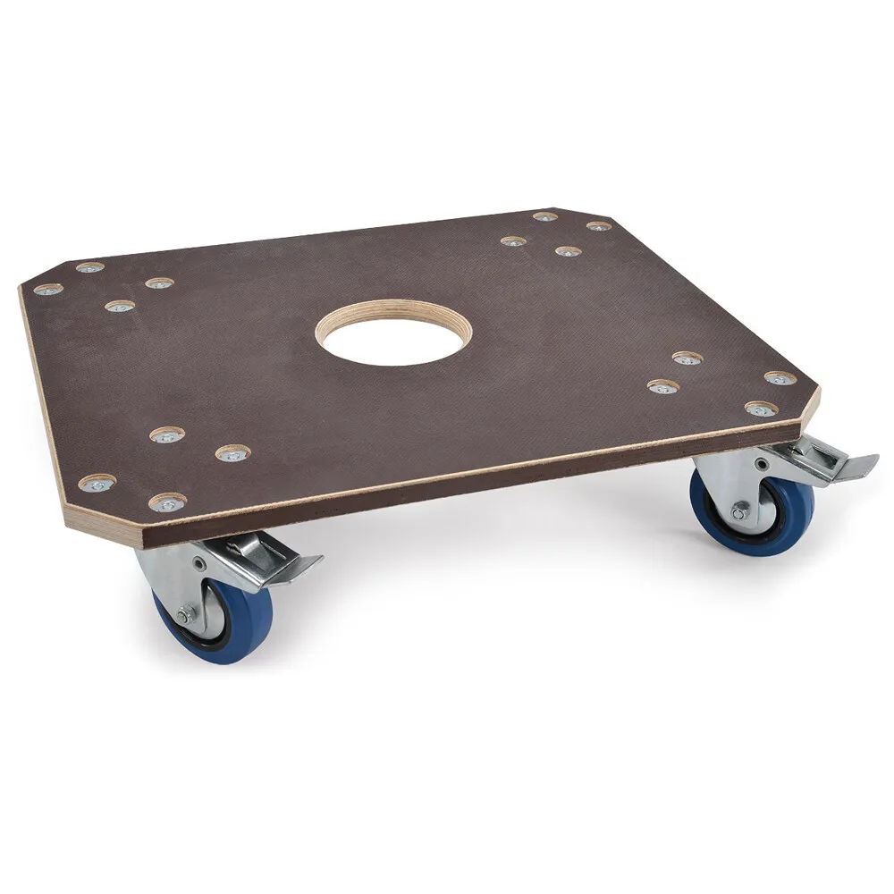 RIGGATEC Profi Rollbrett, 60 x 50 cm, 450kg Traglast - 4 Blue Wheels (2 gebremst) | Höhe 15cm