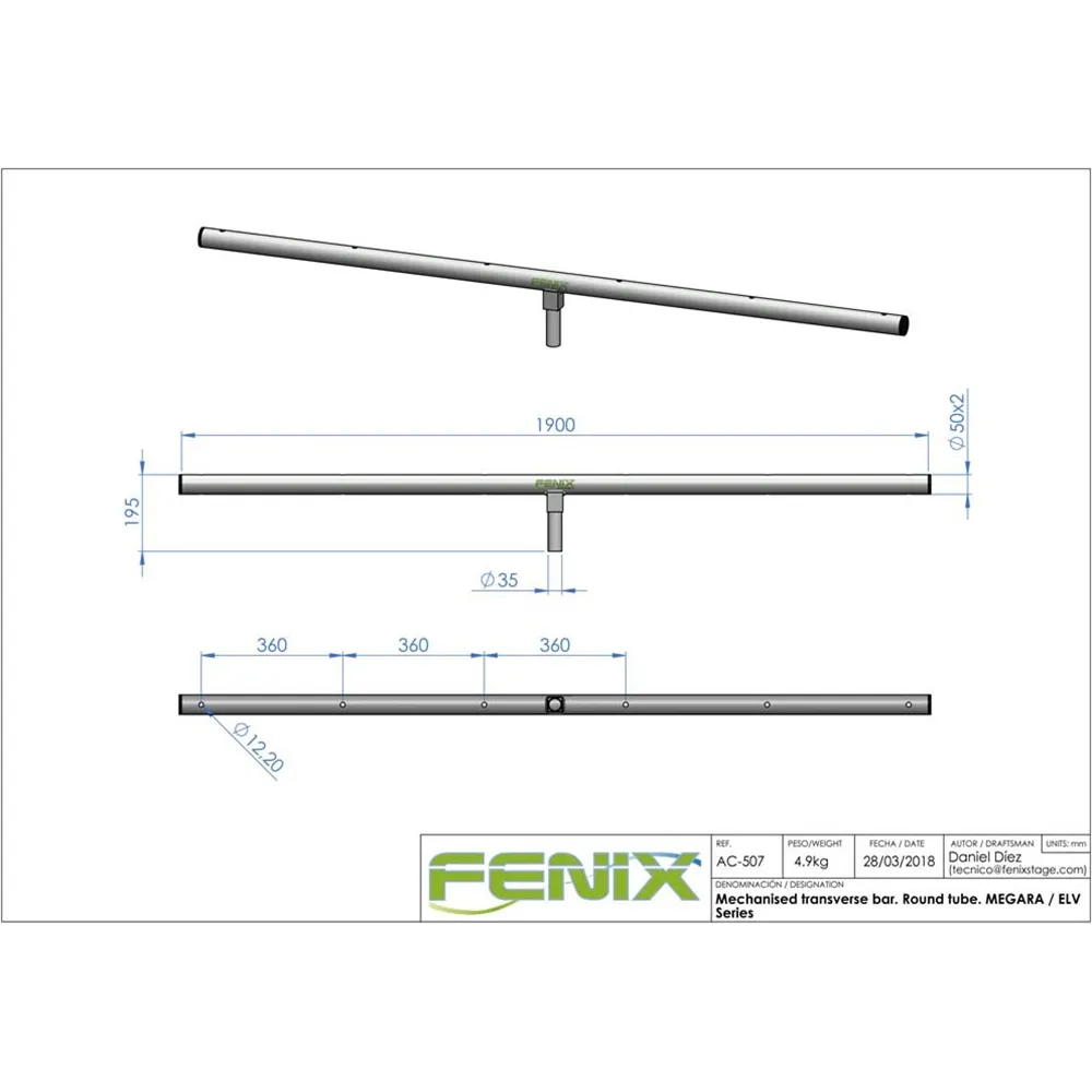 FENIX - T-Bar AC-506 rund für Stativ Megara/ELV