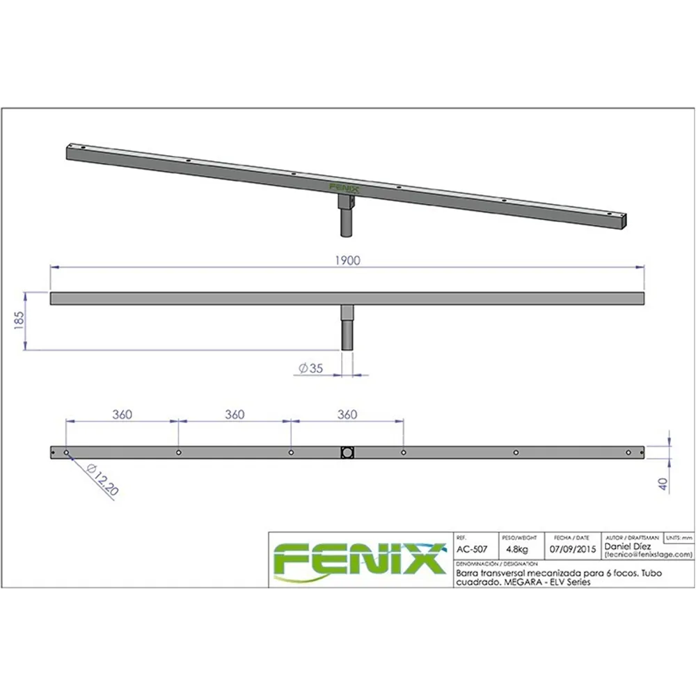 FENIX - T-Bar AC-507B eckig für Stativ Megara/ELV
