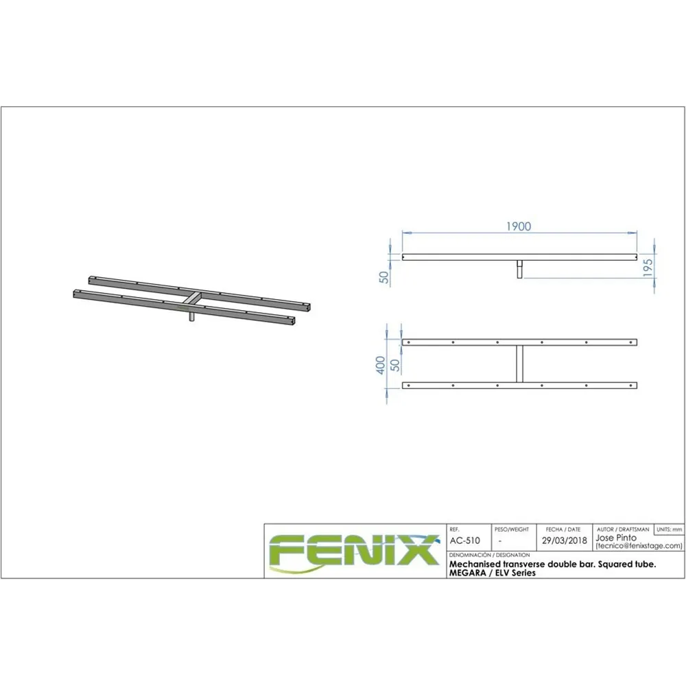 FENIX - T-Bar AC-510B eckig für Stativ Megara/ELV