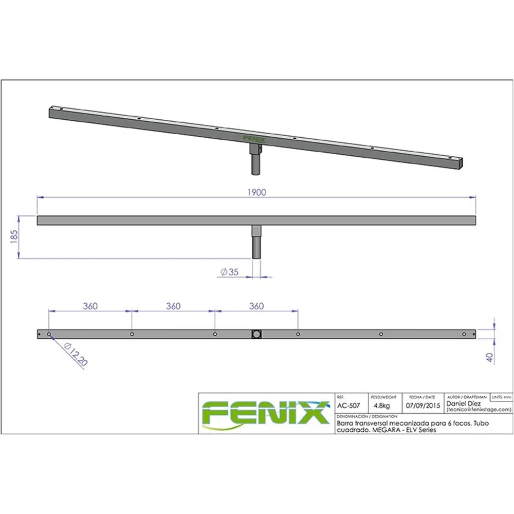 FENIX - T-Bar AC-507 eckig für Stativ Megara/ELV