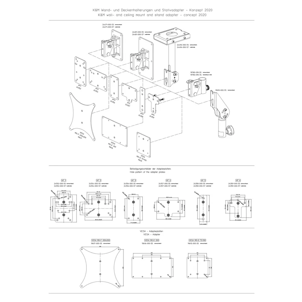 König & Meyer 24359 Adapterplatte 6, T-Halteplatte (Genelec)