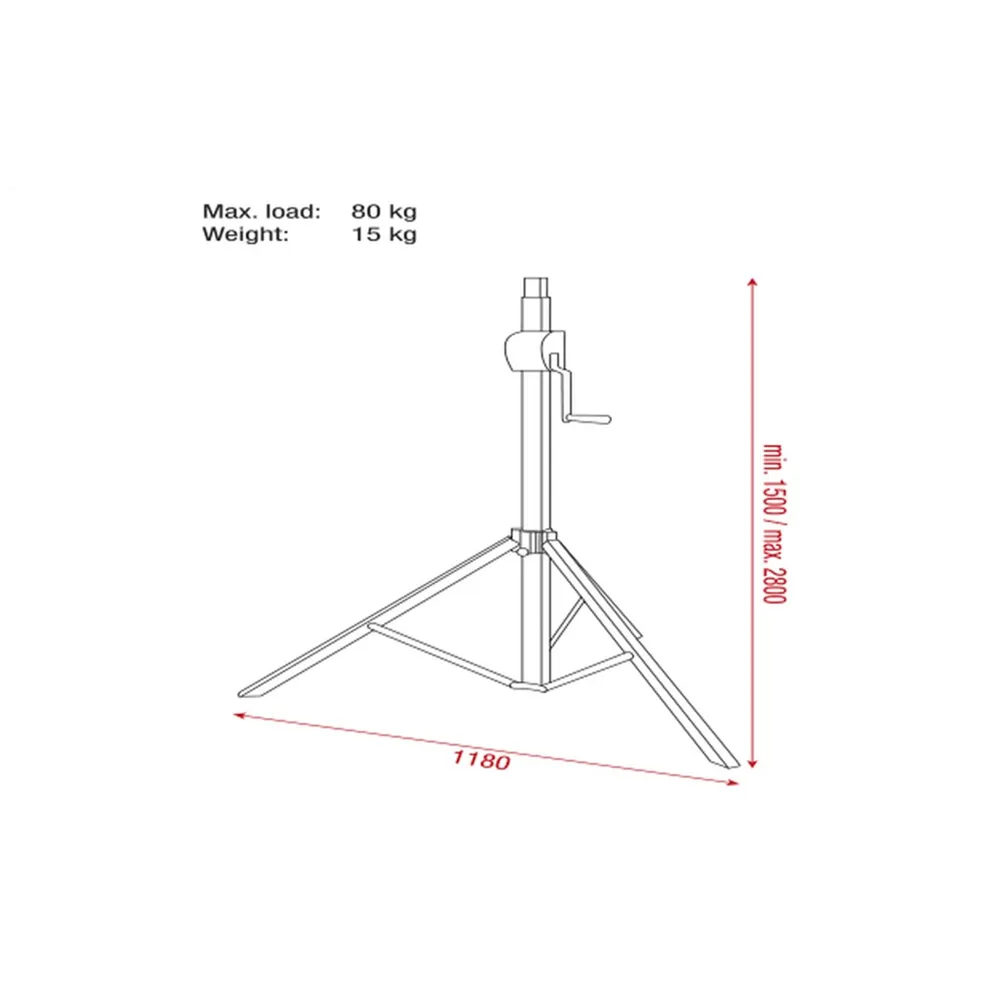 SHOWGEAR Basic 2800 Wind up stand 80kg (adaptor 70835 not included)
