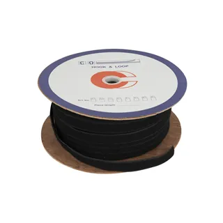 SHOWGEAR Velcro loop, 2cm wide roll sew on Black 100m