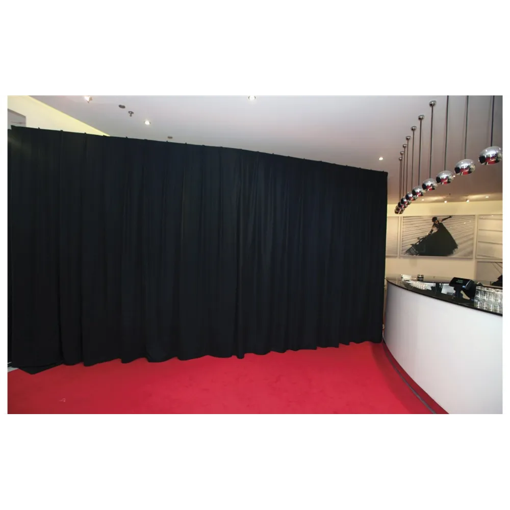 WENTEX - P&D Curtain - Medium Gloss Satin gefaltet, 300 (B) x 300 (H) cm, 300 g/m2, schwarz