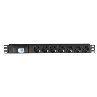 SHOWGEAR 19" 1U Socketstrip 7 With breaker