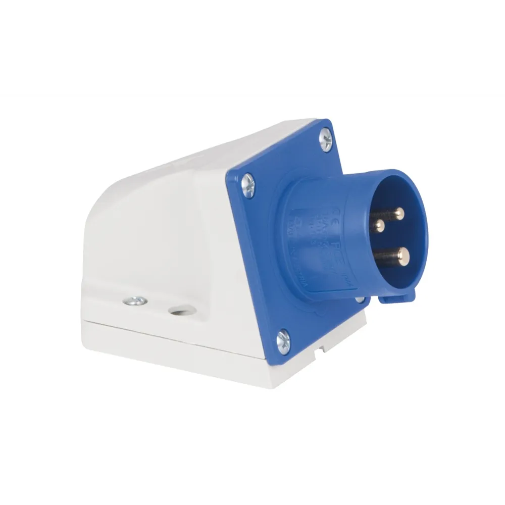 PCE CEE 16A 240V 3p Wallmount Male Blue IP44
