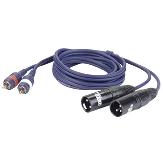 DAP FL26 - 2x Cinch M L/R  zu 2x XLR M L/R 3-Pol, 3 m, blau