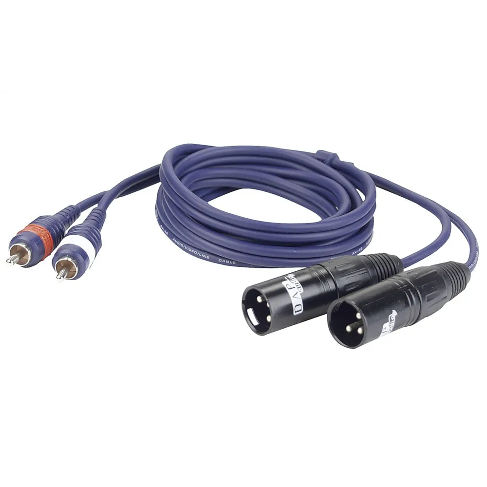 DAP FL26 - 2x Cinch M L/R  zu 2x XLR M L/R 3-Pol, 3 m, blau