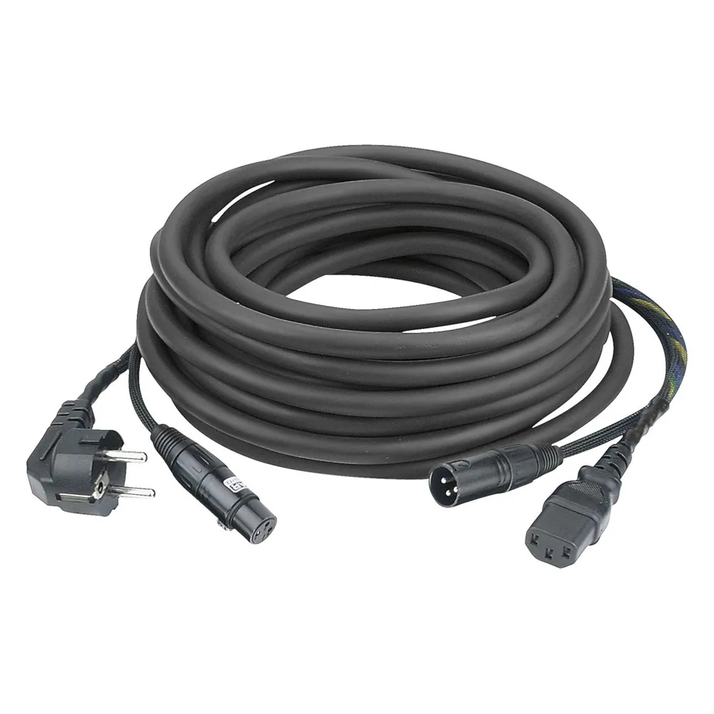 DAP FP08 - Schuko/XLR F -  IEC/XLR M 10 m Audio / Power, Black jacket