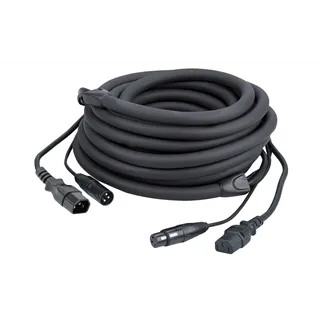 DAP FP12 - IEC/XLR M - IEC/XLR F 1,5 m DMX / Power, Black jacket