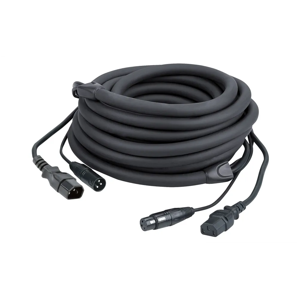 DAP FP12 - IEC/XLR M - IEC/XLR F 1,5 m DMX / Power, Black jacket