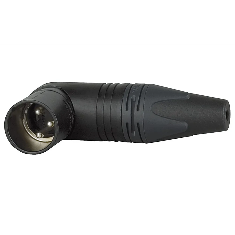 NEUTRIK XLR 3p. 90° Connector Male Silver Contacts Black Metal Housing