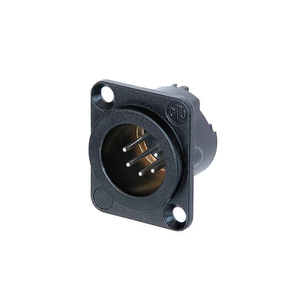 NEUTRIK XLR 5p. Chassis Male Silver contacts Black metal housing