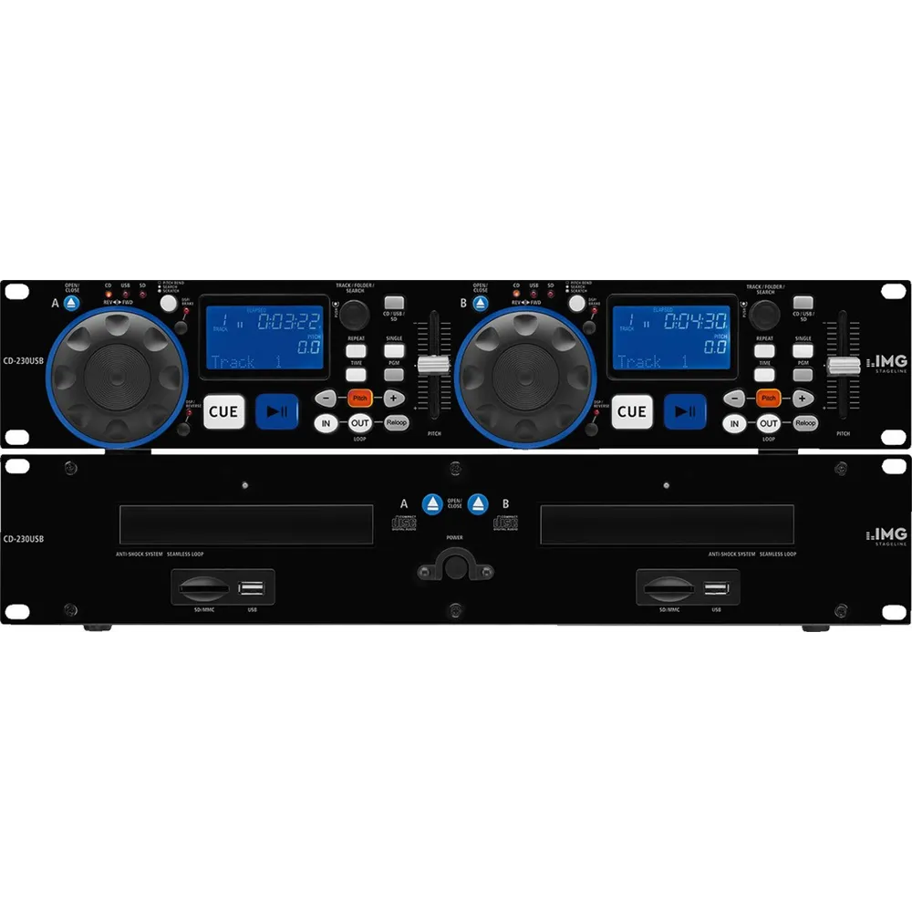 IMG STAGELINE Dual-CD-Spieler MP3, USB, SD/MMC, 2x2 HE