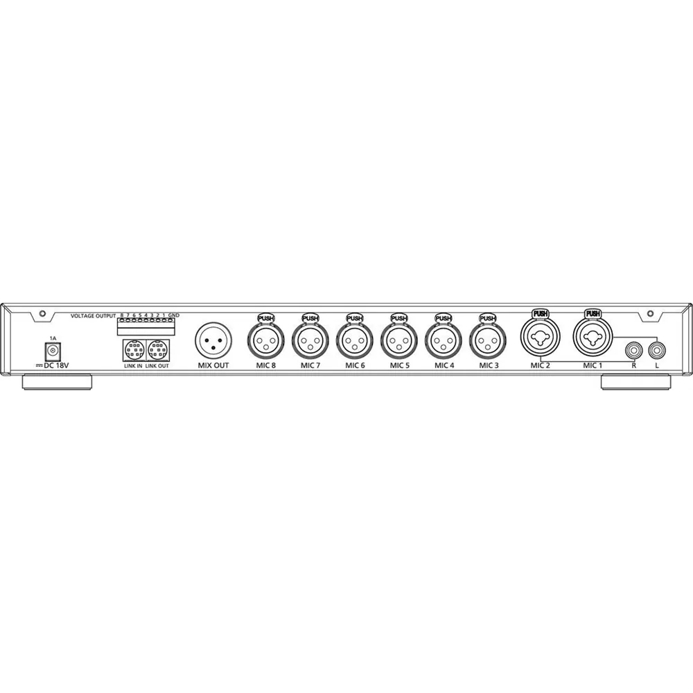 JTS 8Kanal Mikrofon-Line-Mixer Auto On/Off