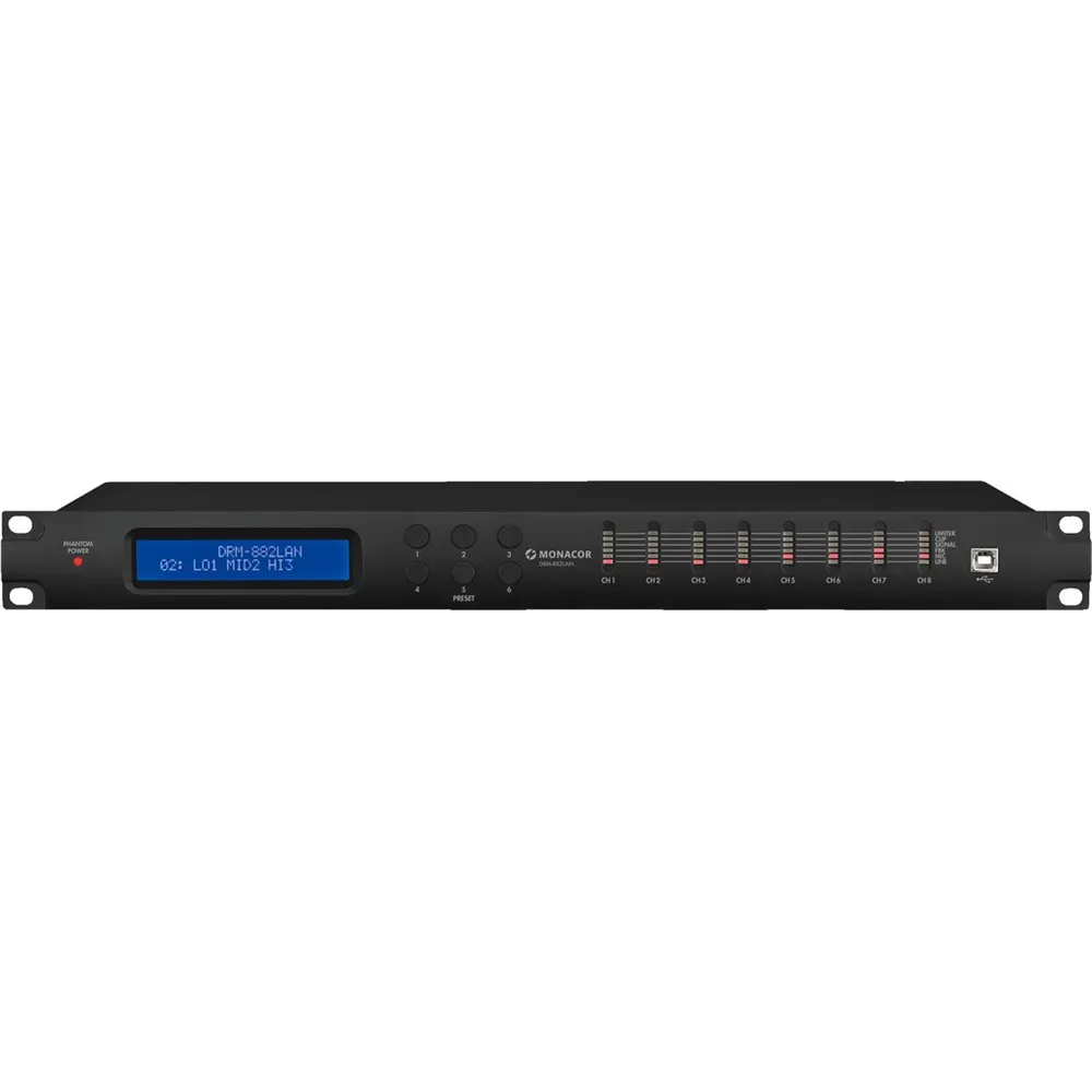 MONACOR Digitaler 8x8 Audio-Matrix-Router, LAN 1HE