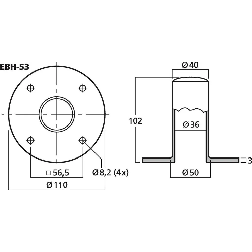 MONACOR Stahl-Stativeinsatz d:35mm l:102mm Lautsprecher