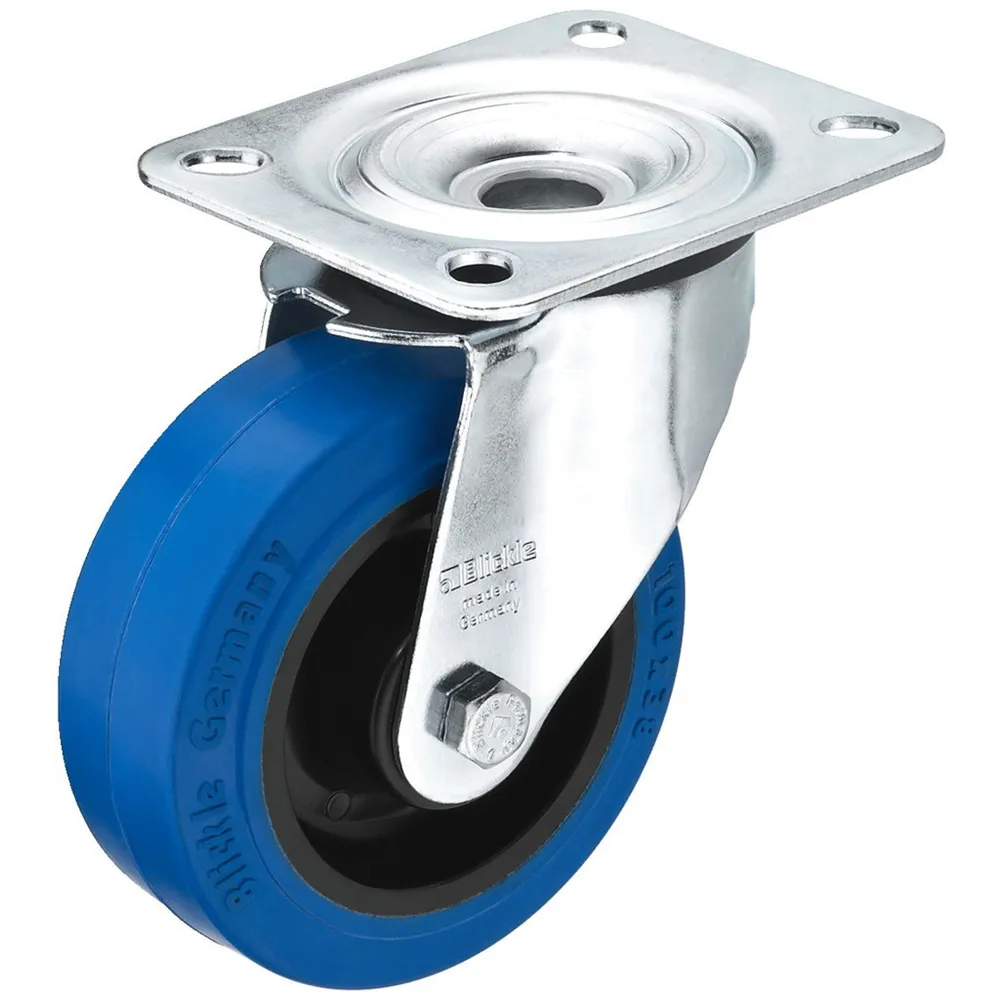BLICKLE Lenkrolle, elastik Vollgummi, Blue Wheels