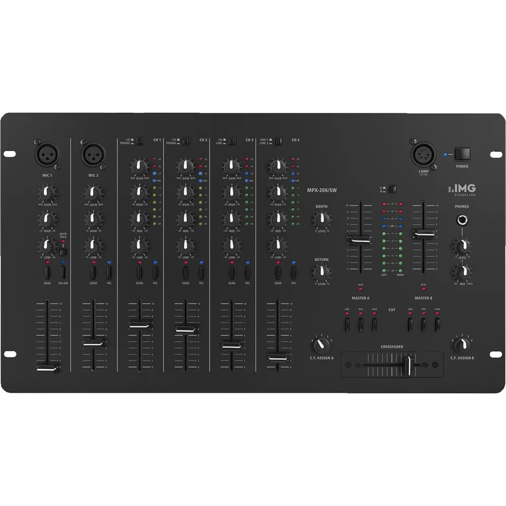 IMG STAGELINE 6 Kanal Mischpult 2xDJ-Mic 4xStereo