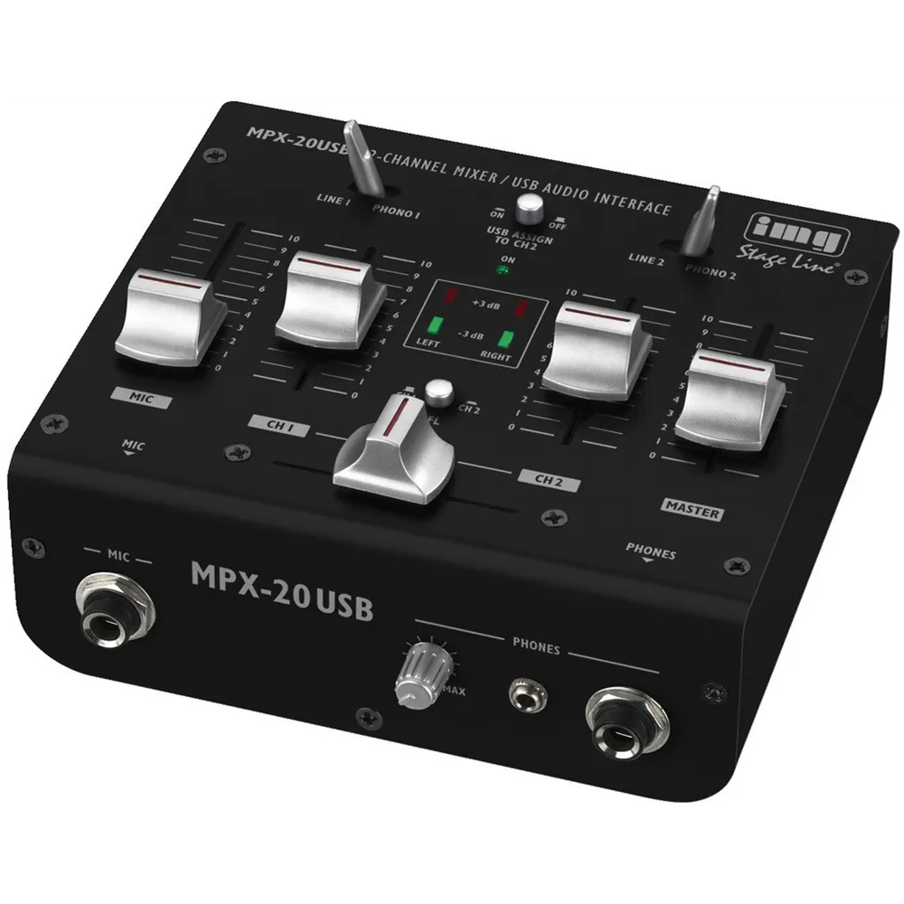 IMG STAGELINE 3 Kanal Stereo-Mischpult Mik Line Phono USB