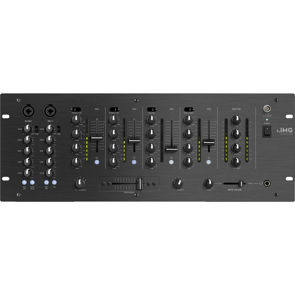 IMG STAGELINE 6-Kanal-Stereo-DJ-Mischpult 2xMik 4xAudio
