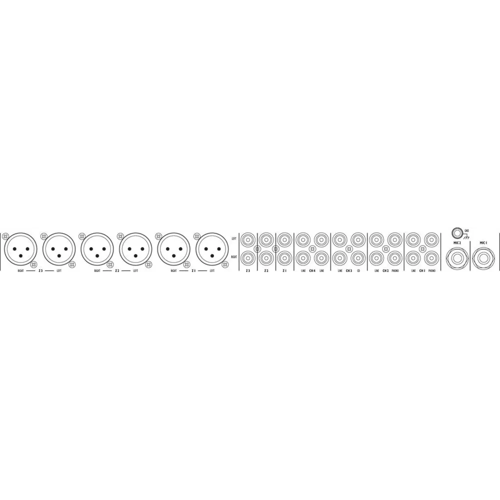 MONACOR 6-Kanal Stereo Mischpult 3 Zonen 2xMik 4xAudio