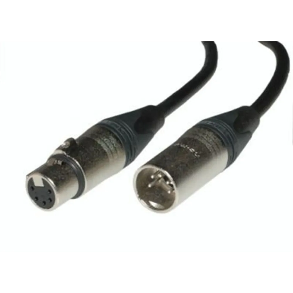 Neutrik 10m DMX Kabel, 5polig verdrahtet PVC schwarz