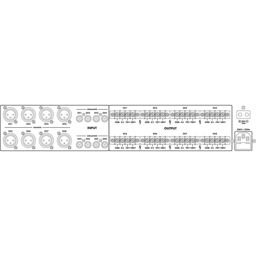 MONACOR ELA-Verstaerker 8 x 50 W