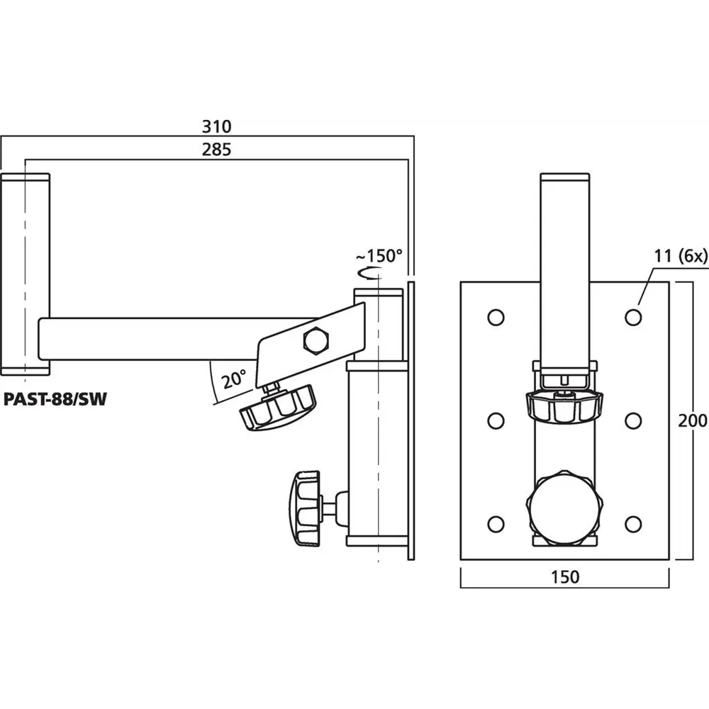 MONACOR PA-Boxenwandhalter