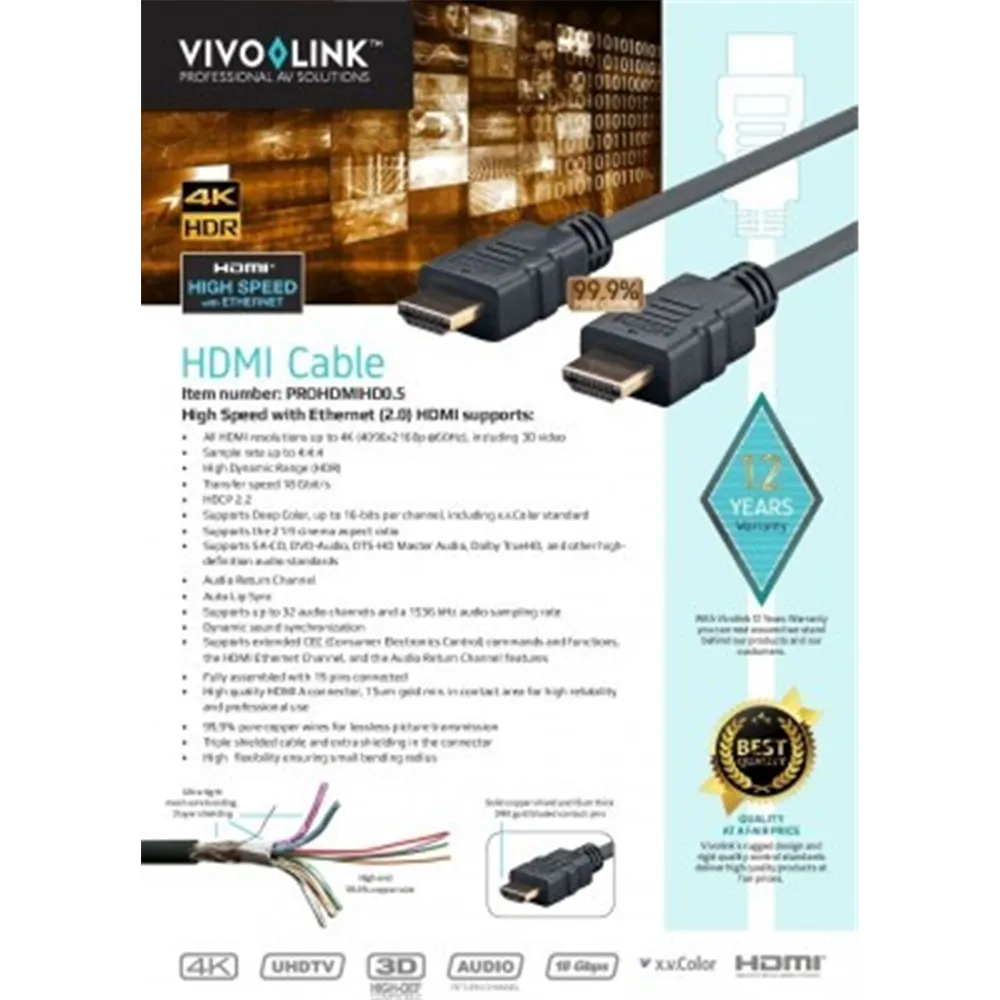 VIVOLINK Pro HDMI 2.1 cable 0.5m 8K