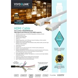 VIVOLINK PRO HDMI White cable 0.5m