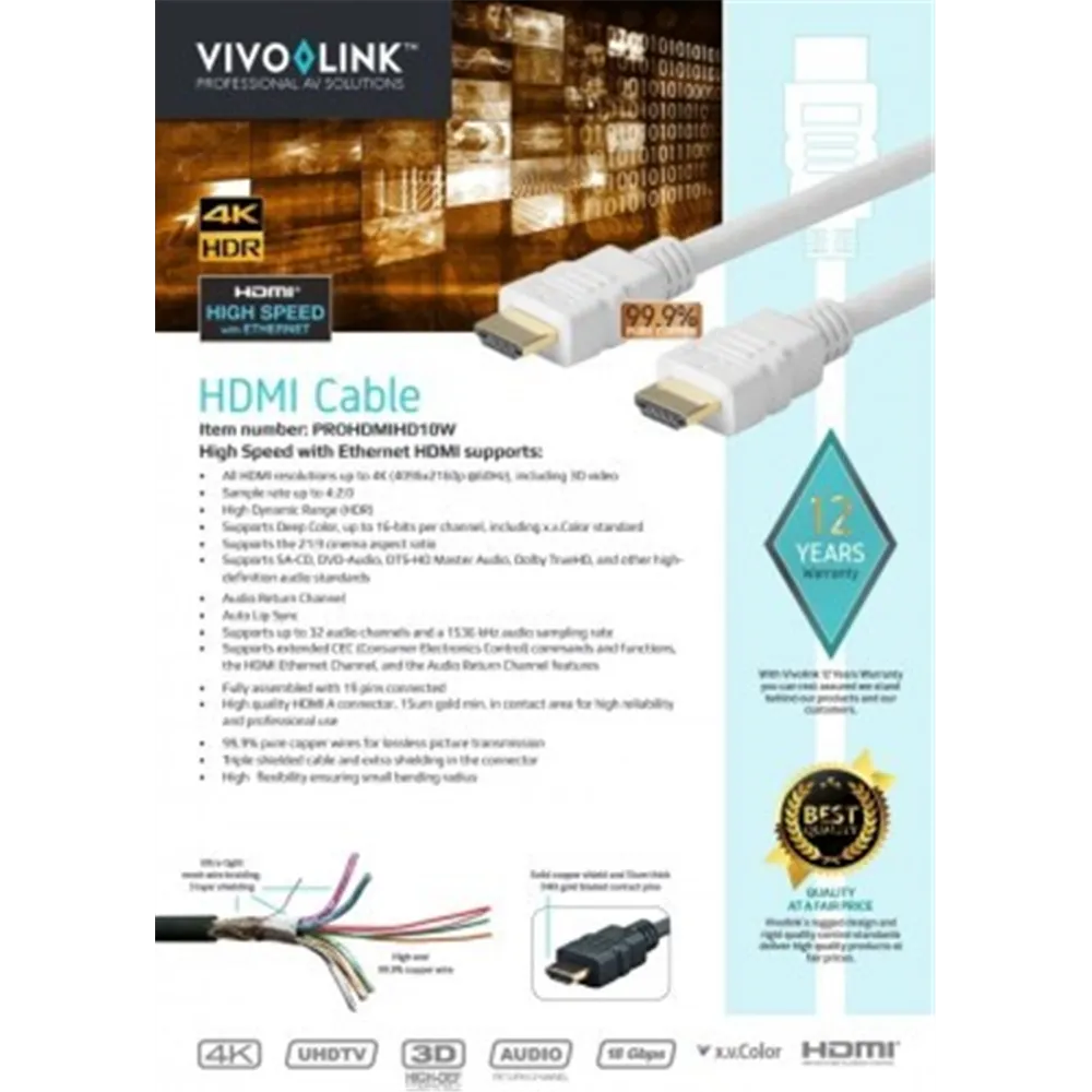VIVOLINK Pro HDMI  White cable 10m
