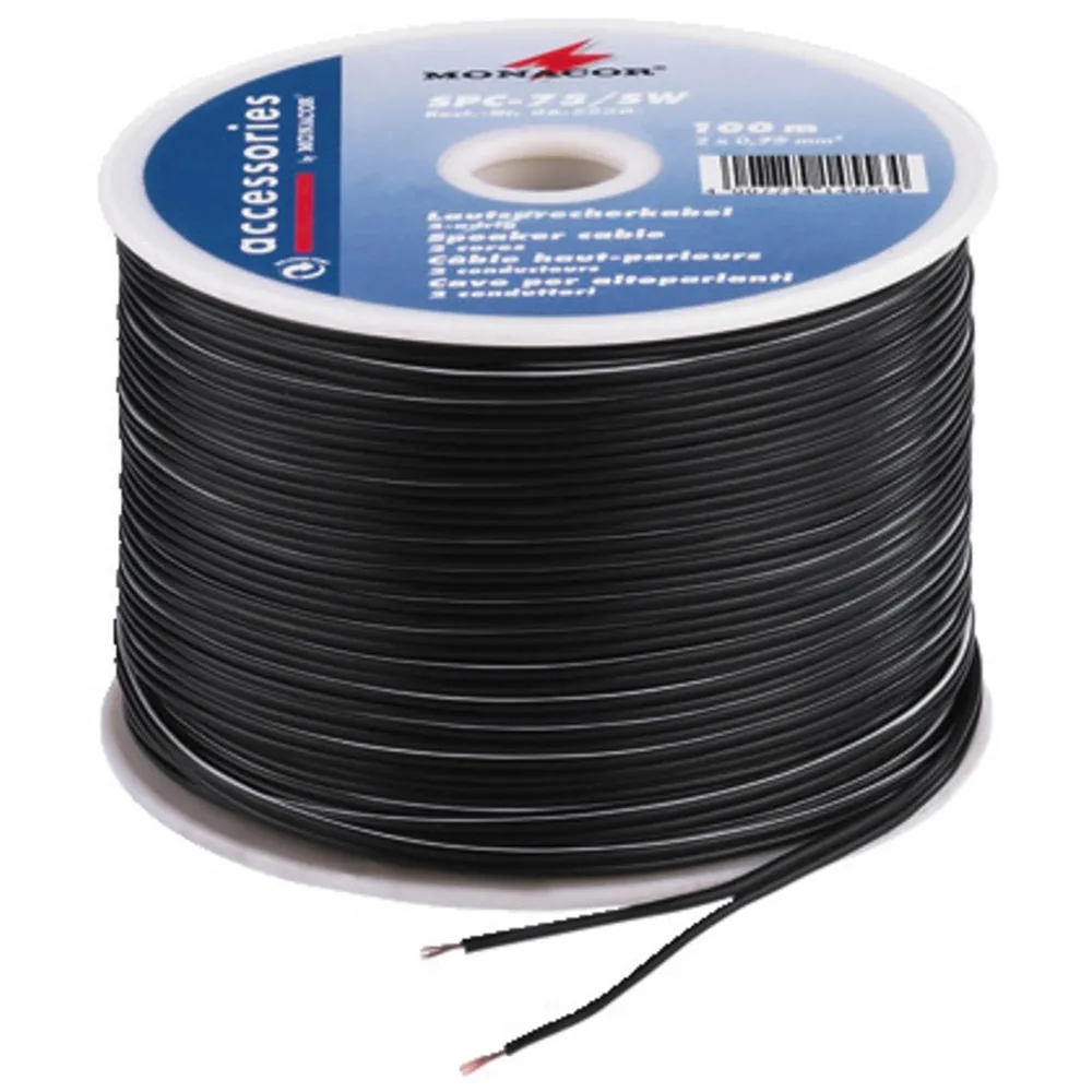 MONACOR LS-Kabel 100m 2x0.75mm schwarz STANDARD QUALITY