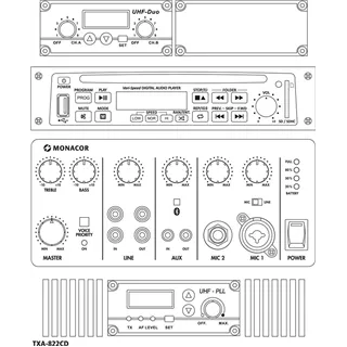 MONACOR Verstaerkersystem, 50 Wrms, CD/BT/MP3/USB/SD