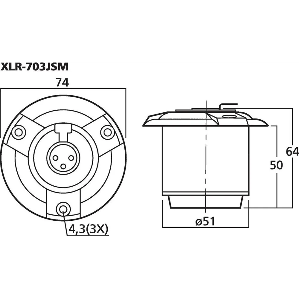 MONACOR Schockabsorber mit XLR-Buchse