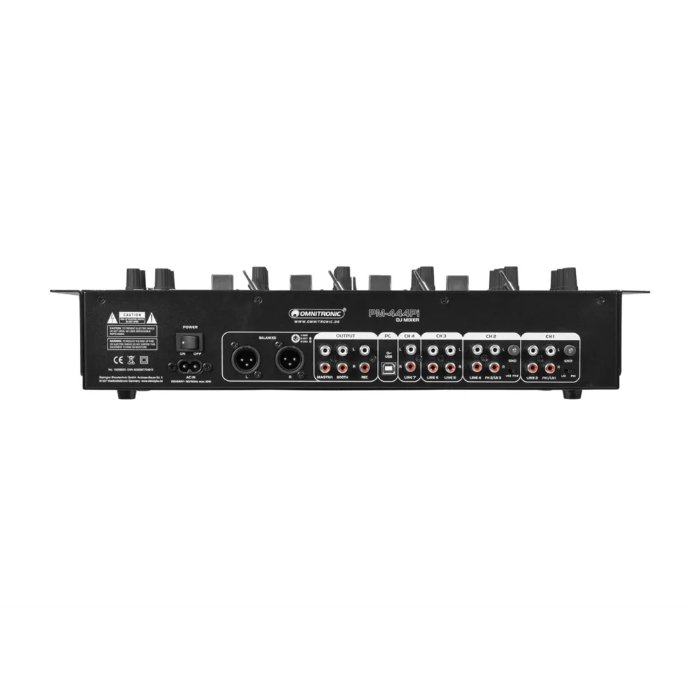OMNITRONIC PM-444Pi 4-Kanal-DJ-Mixer mit Player & USB-Interface