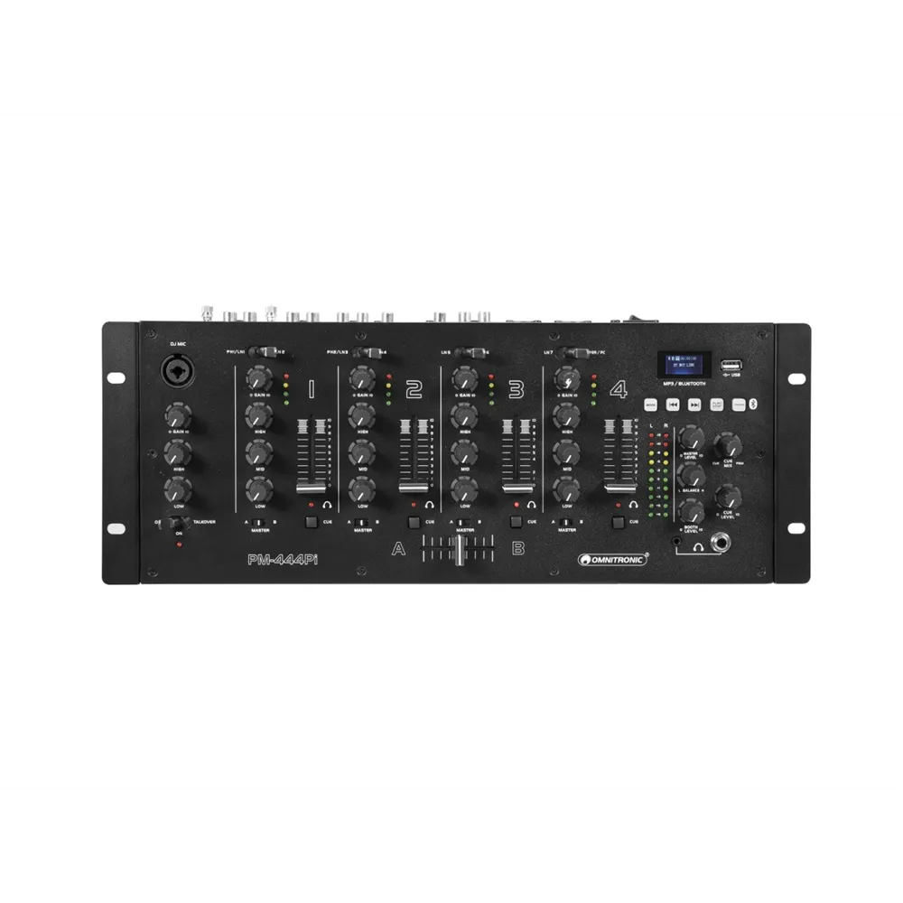 OMNITRONIC PM-444Pi 4-Kanal-DJ-Mixer mit Player & USB-Interface