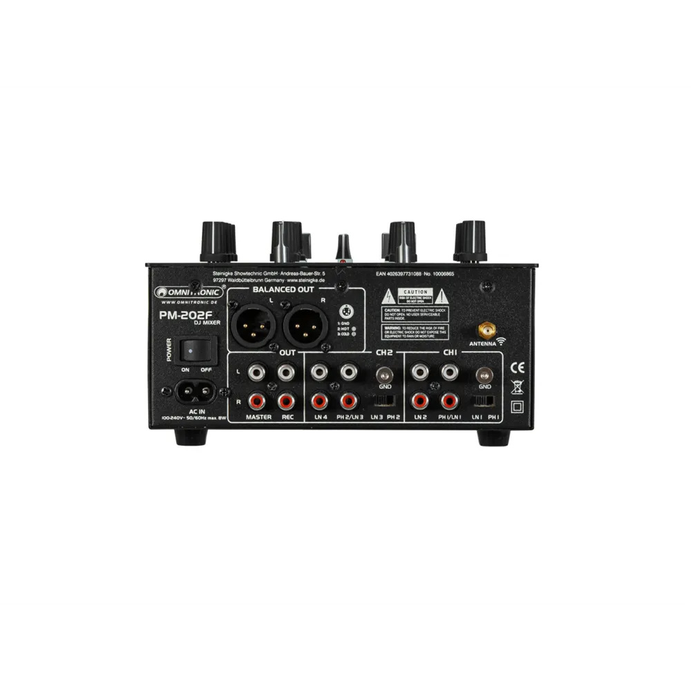 OMNITRONIC PM-202F 2-Kanal-DJ-Mixer mit Filter und Bluetooth