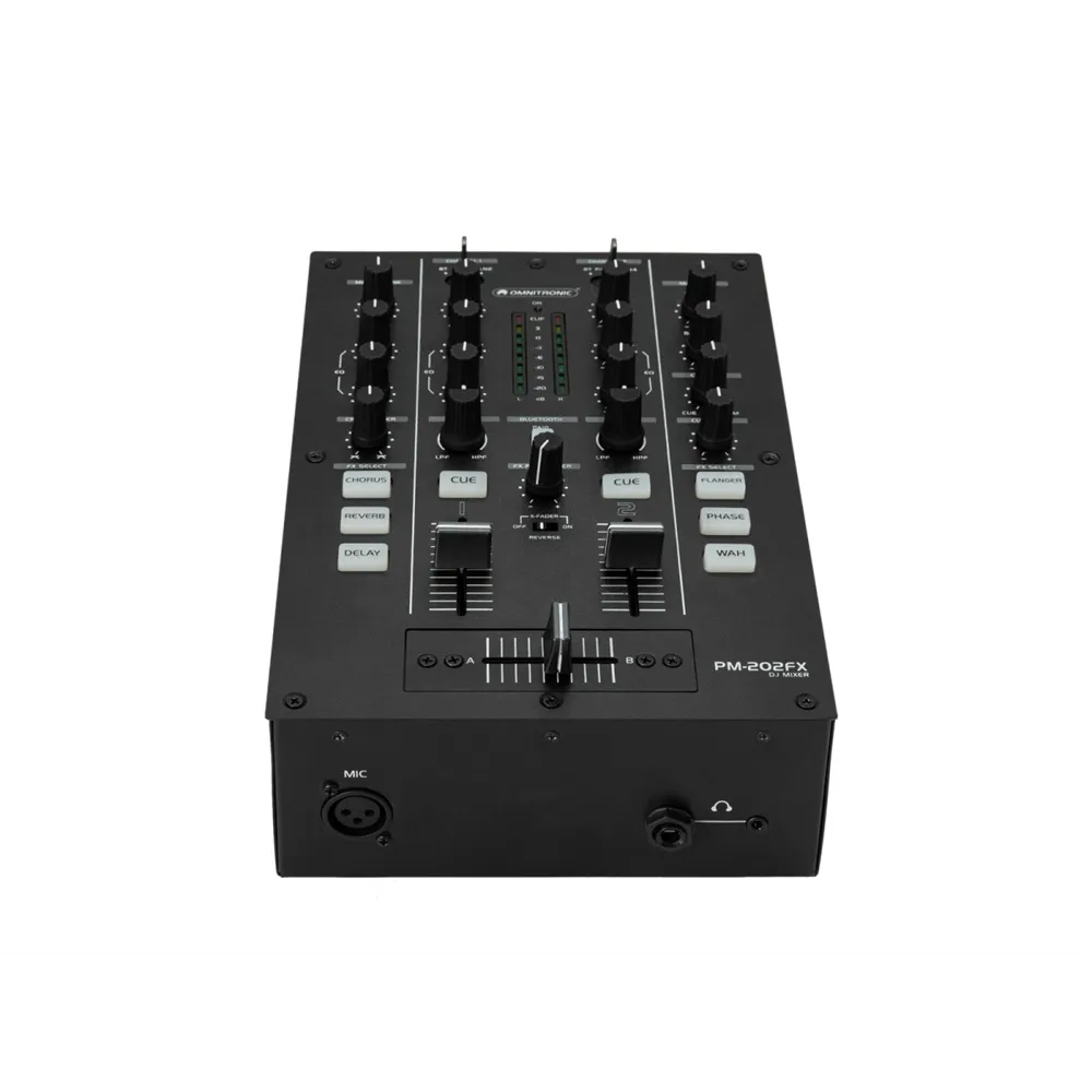 OMNITRONIC PM-202FX 2-Kanal-DJ-Mixer mit Filter, FX und Bluetooth
