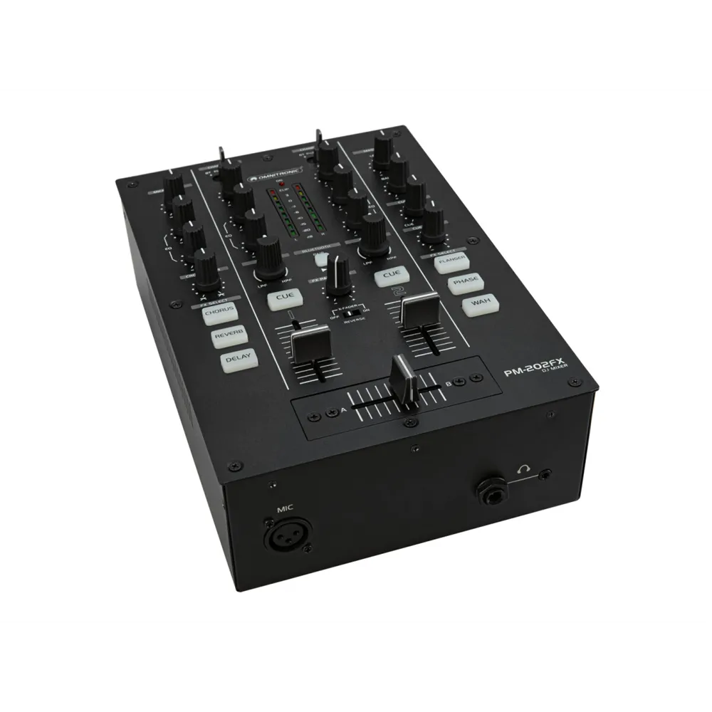 OMNITRONIC PM-202FX 2-Kanal-DJ-Mixer mit Filter, FX und Bluetooth