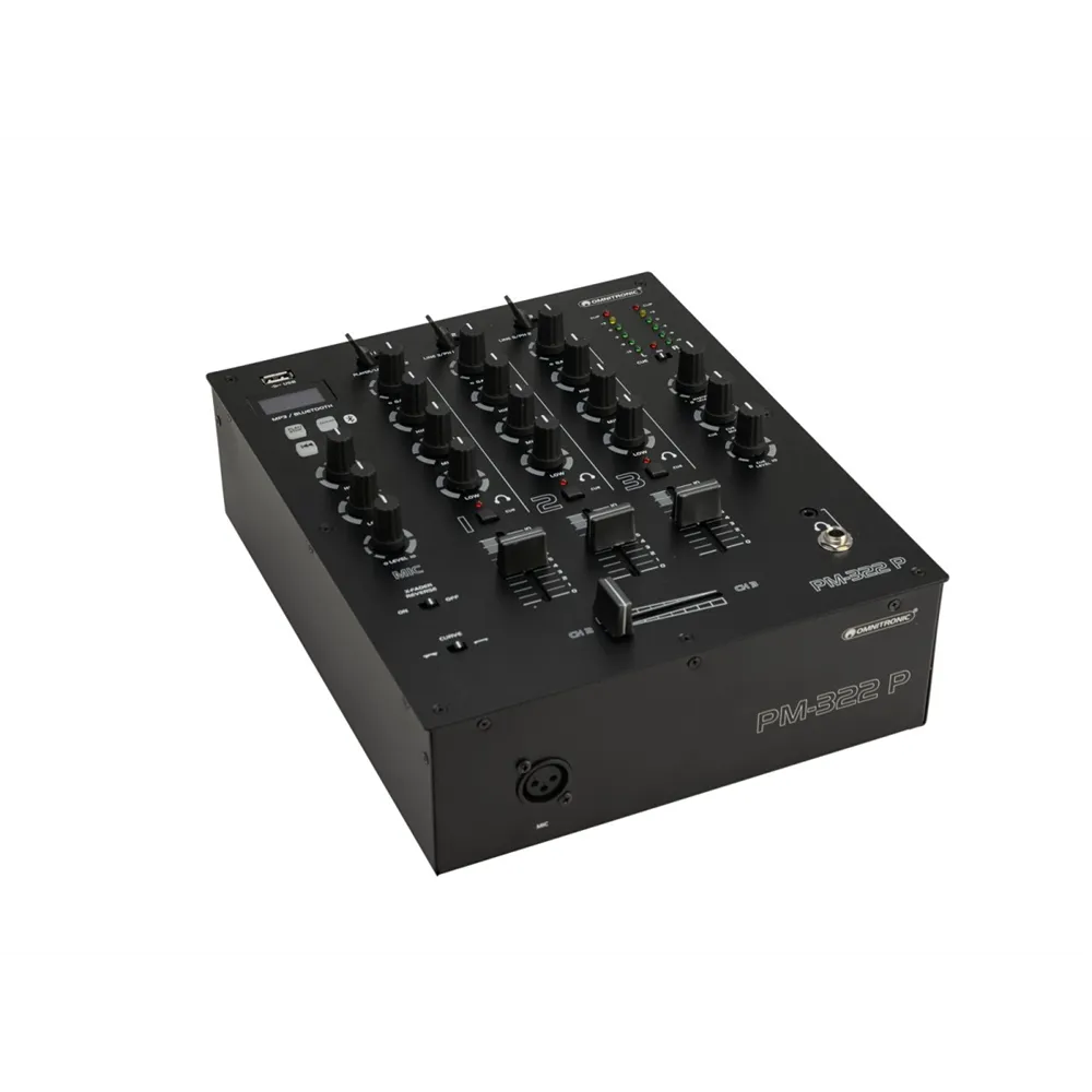 OMNITRONIC PM-322P 3-Kanal-DJ-Mixer mit Bluetooth und USB-Player