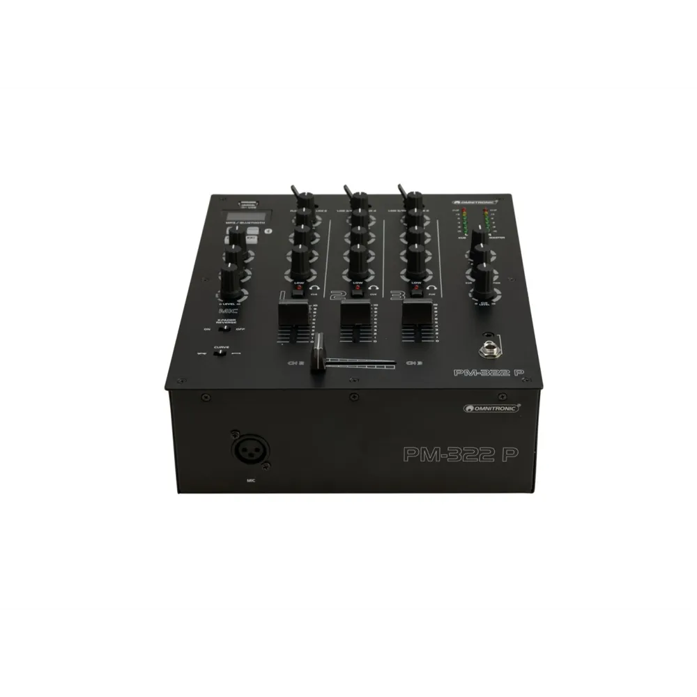 OMNITRONIC PM-322P 3-Kanal-DJ-Mixer mit Bluetooth und USB-Player