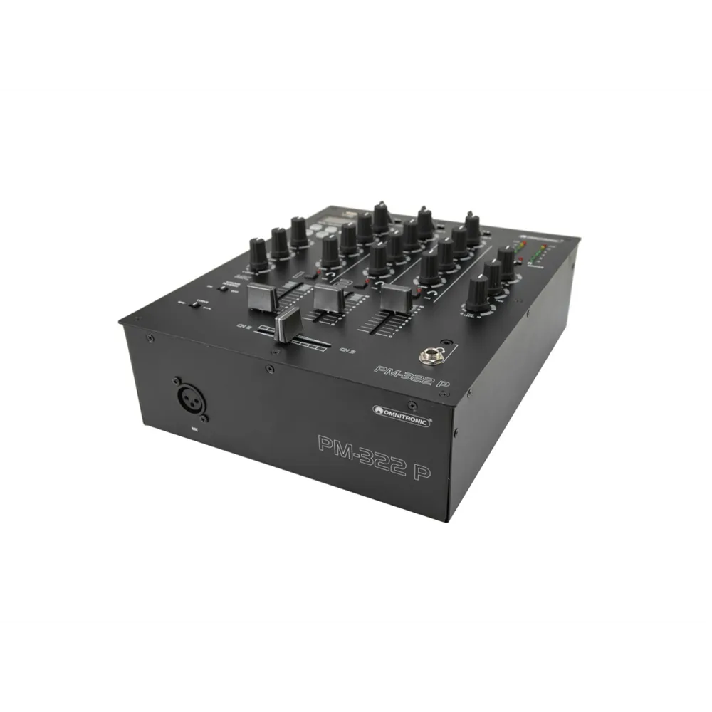 OMNITRONIC PM-322P 3-Kanal-DJ-Mixer mit Bluetooth und USB-Player