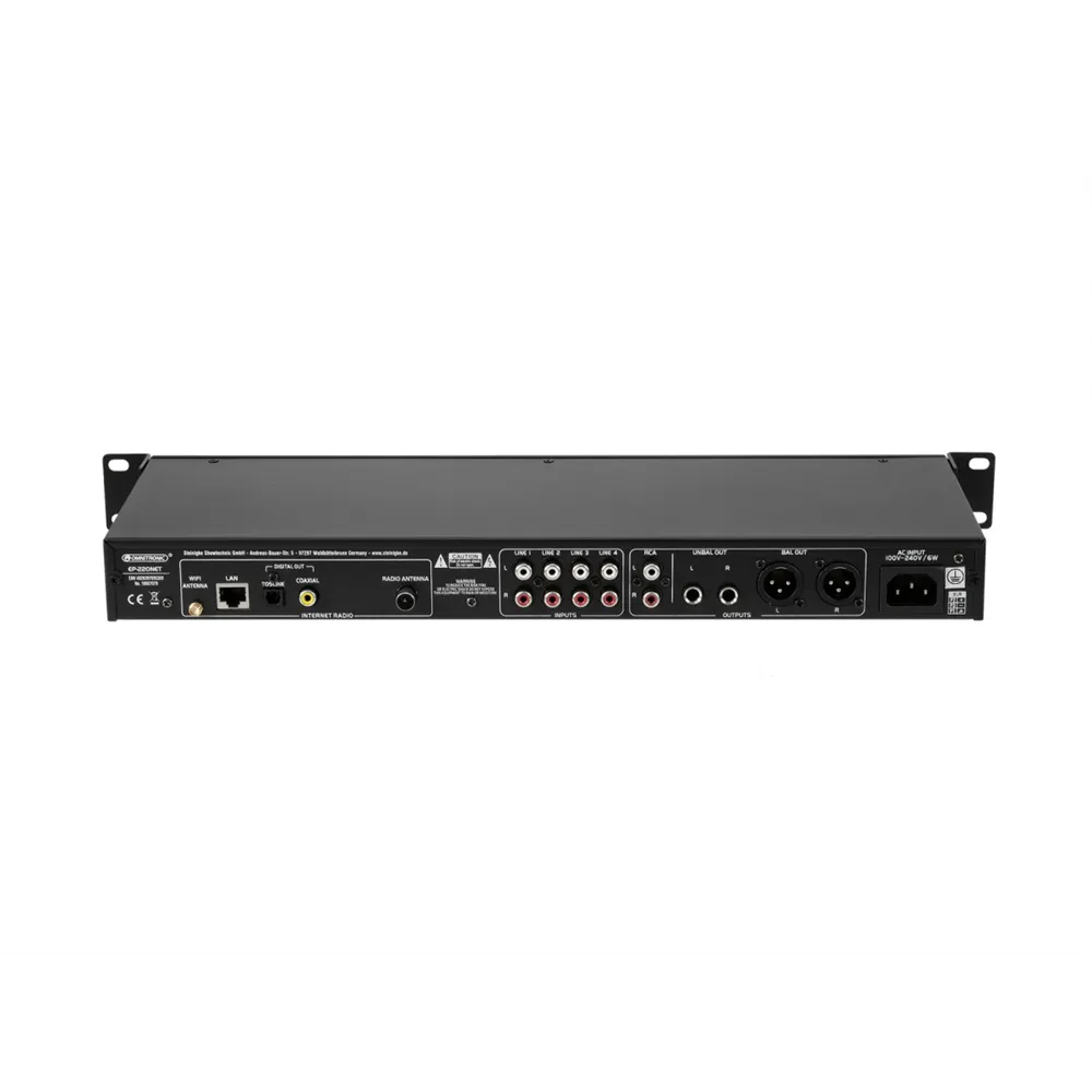 OMNITRONIC EP-220NET Vorverstärker mit Internetradio, DAB+ und Bluetooth