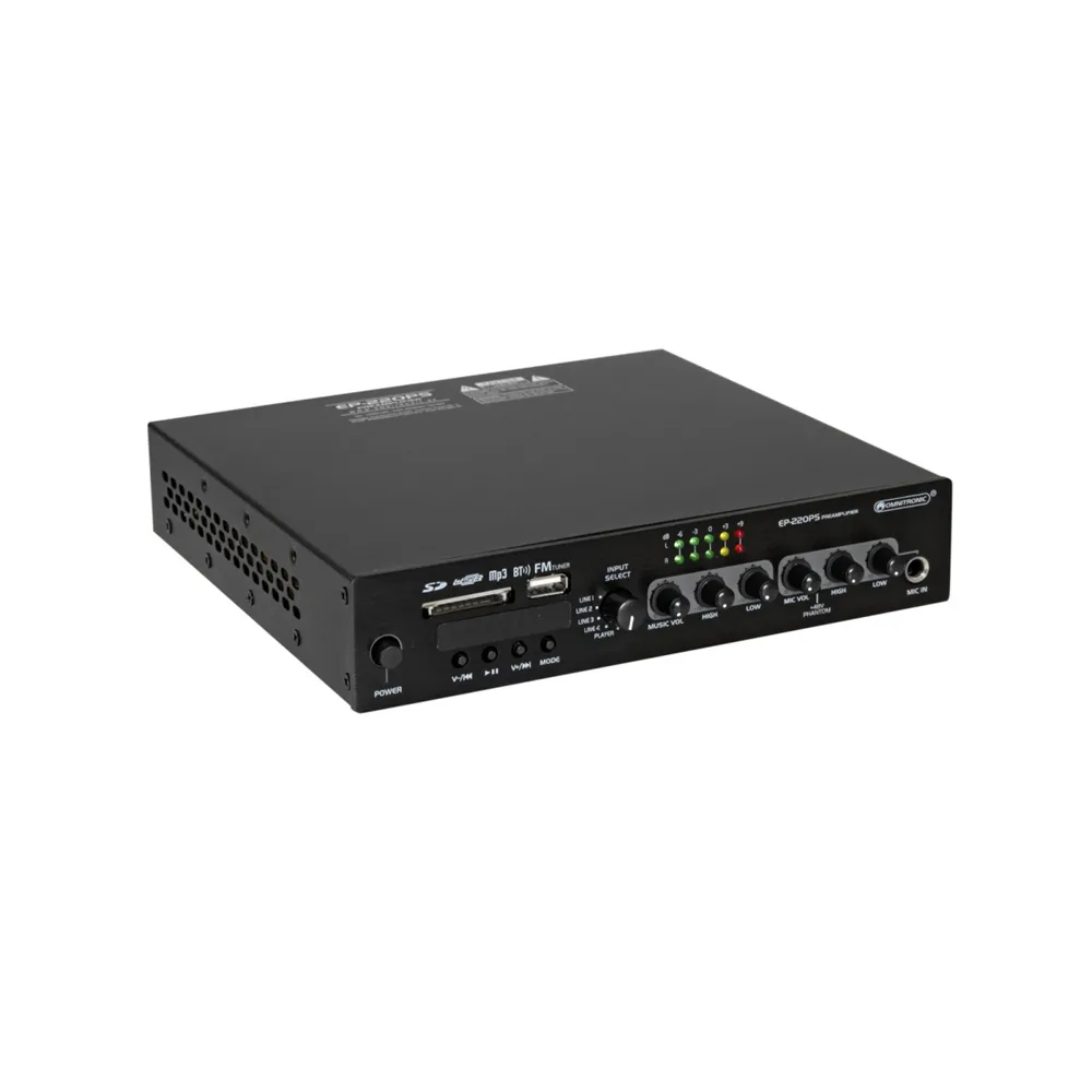 OMNITRONIC EP-220PS Vorverstärker mit MP3-Player, Bluetooth und FM-Radio 9.5 Zoll