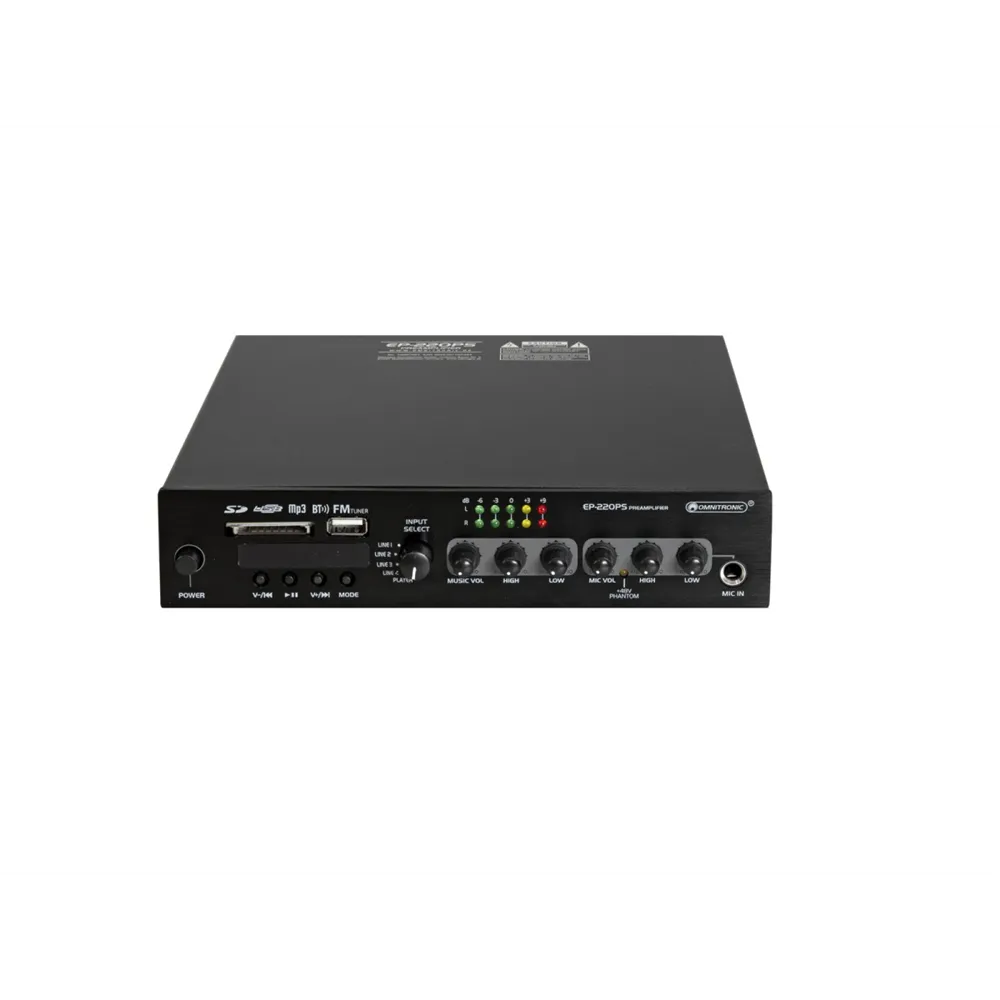 OMNITRONIC EP-220PS Vorverstärker mit MP3-Player, Bluetooth und FM-Radio 9.5 Zoll