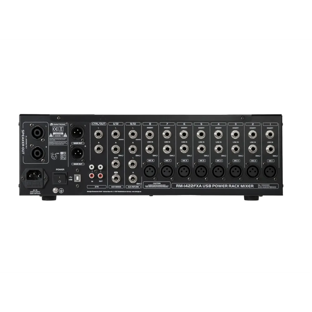 OMNITRONIC RM-1422FXA USB Rack-Power-Mixer